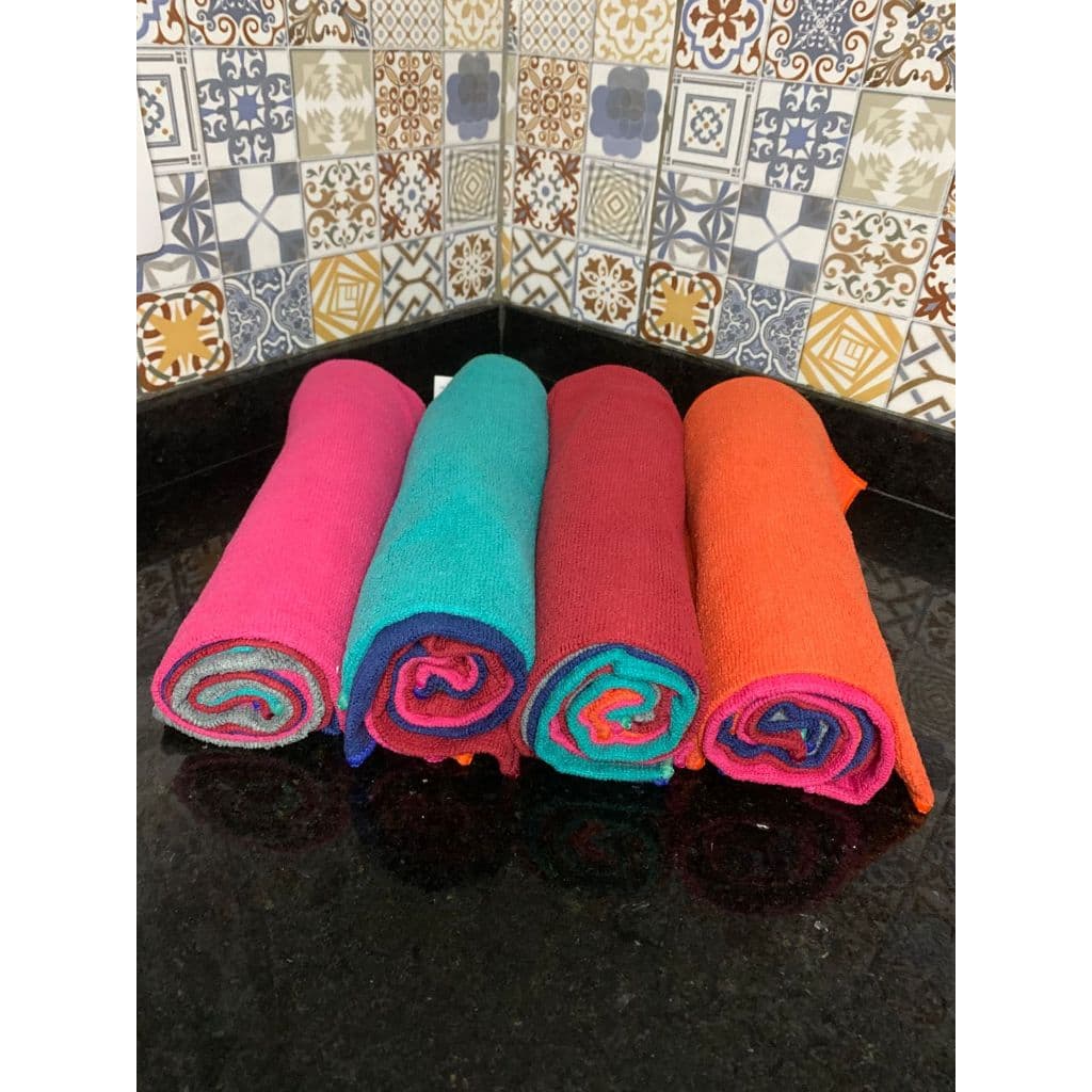 Kit 24 Panos de Microfibra 35x55cm  Limpeza Sem Fiapos cor sortidas