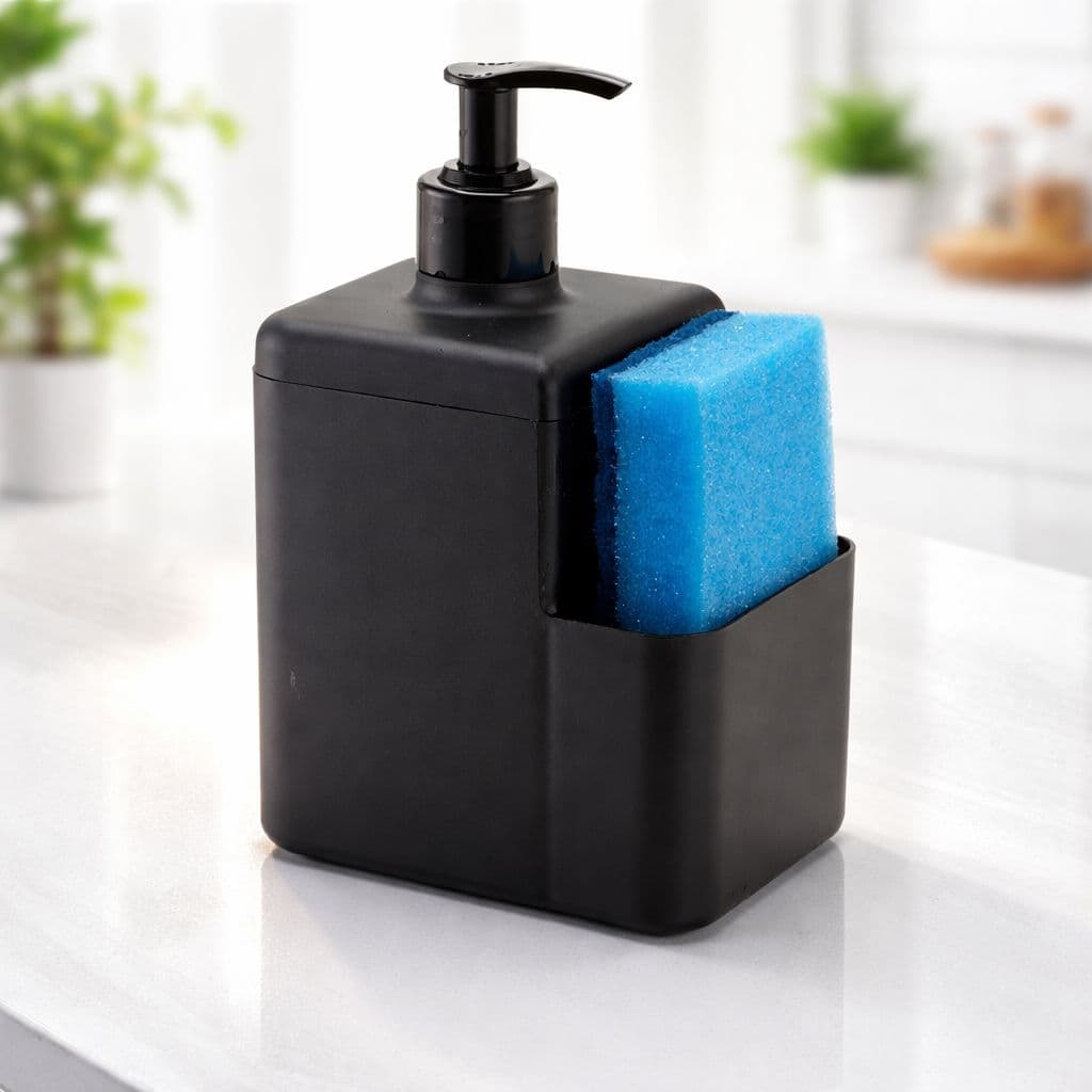 Porta Esponja com Dispenser de Detergente Organizador preto