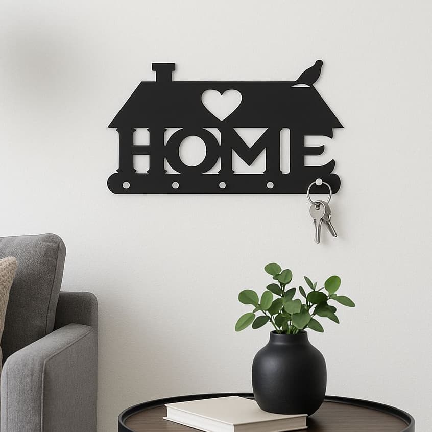 Porta Chaves MDF Frase Home Decoração de Parede Cozinha Sala Escritório Casa Organizador Praticidade