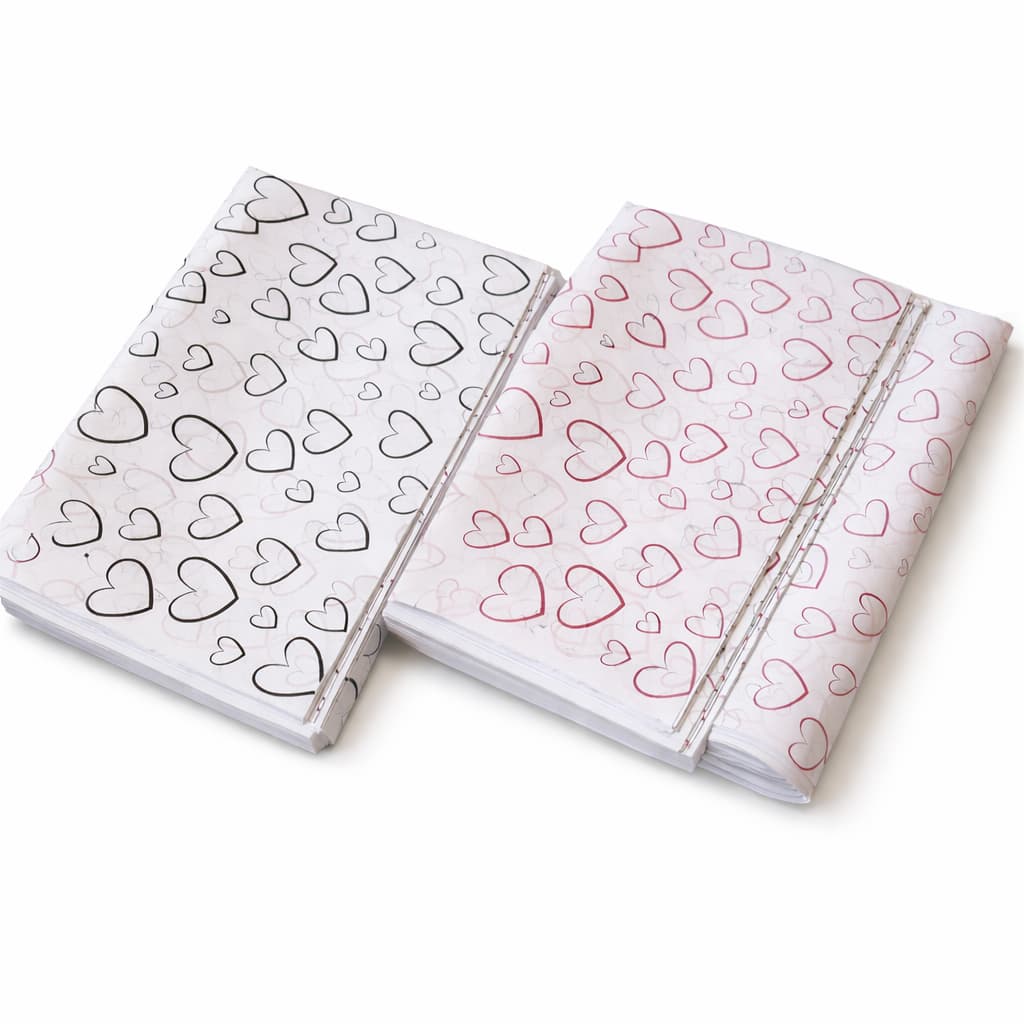 100 Folhas Rosa/Preto Papel De Seda Premium 30x70cm Coração 50 unidades De Cada Cor