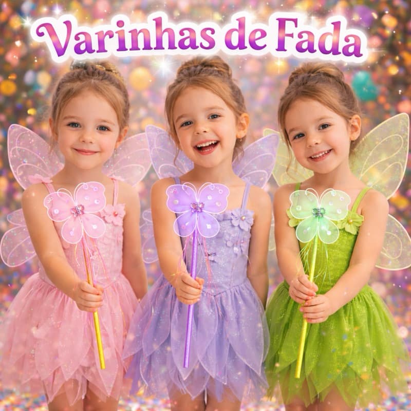 Varinha de Fada Carnaval Infantil Borboleta  Menina Festa
