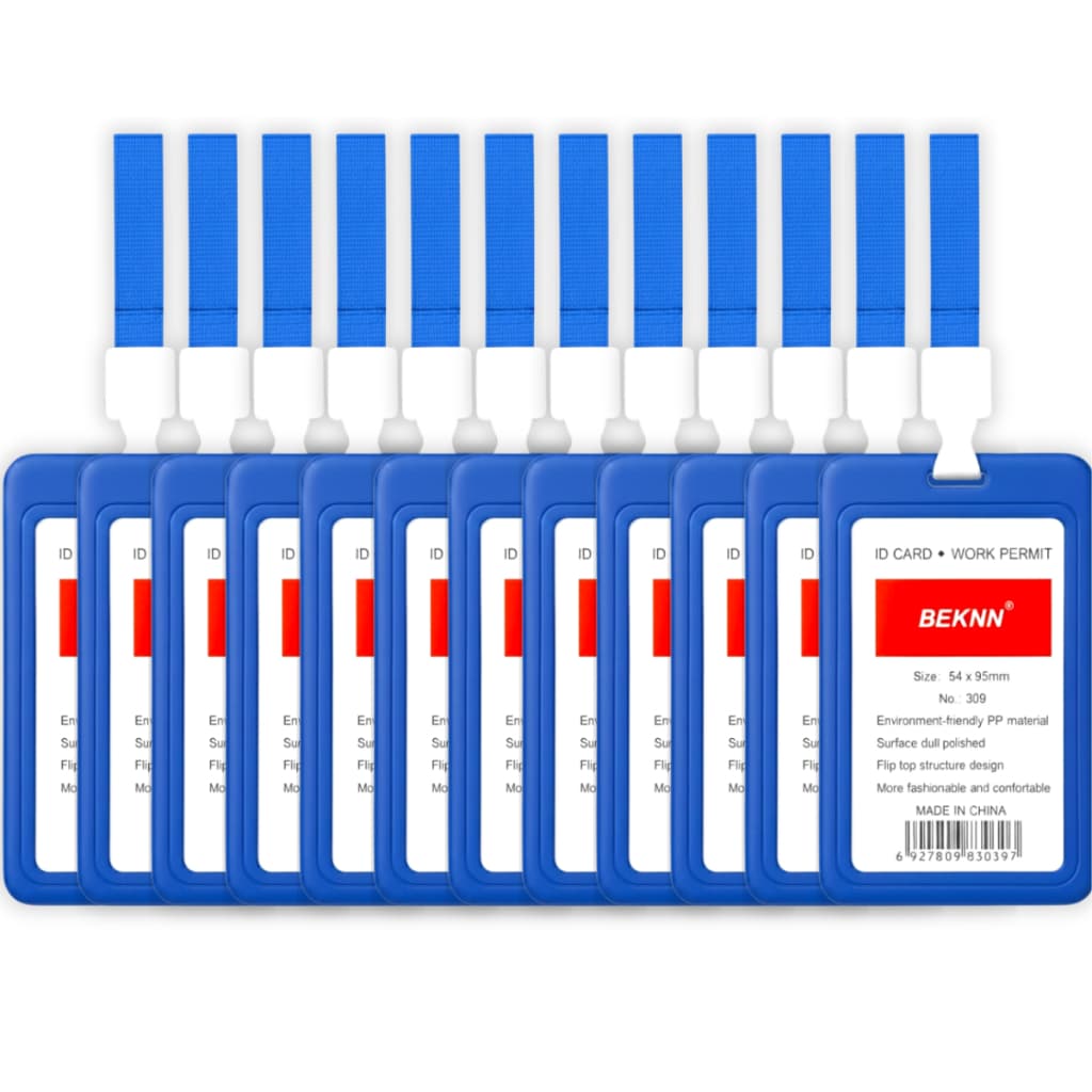 Kit 12 porta crachá vertical cordão azul estudante empresa ientificação eventos bilhete unico rigido