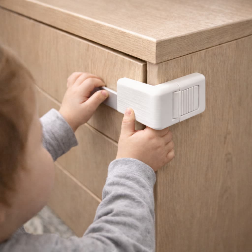 KIT 6 TRAVA DE SEGURANÇA PARA GAVETAS E ARMÁRIOS COM FECHO DESLIZANTE – PROTEÇÃO INFANTIL E PET