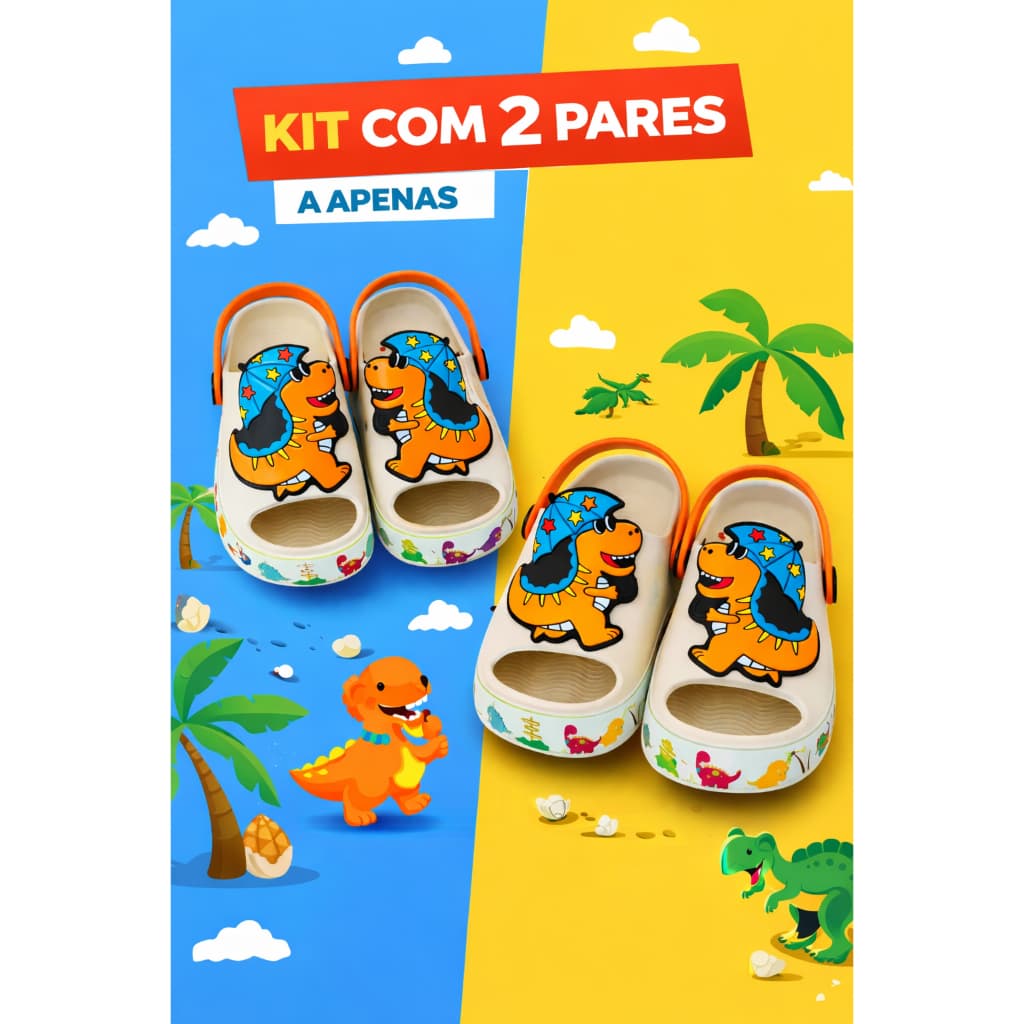Kit 2 Pares Babuche Infantil Masculino Lançamento Dia a Dia Escola Calce Facil