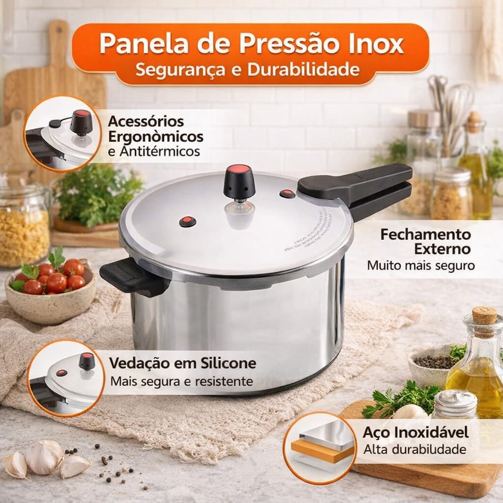 🔥 Panela De Pressão 10 Litros Profissional Fechamento Externo Antiaderente