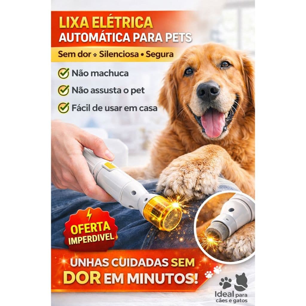 Lixa Elétrica Pet para Cães e Gatos Cachorro Sem Dor Silenciosa +3 Lixas + Funciona a Pilha + Segura