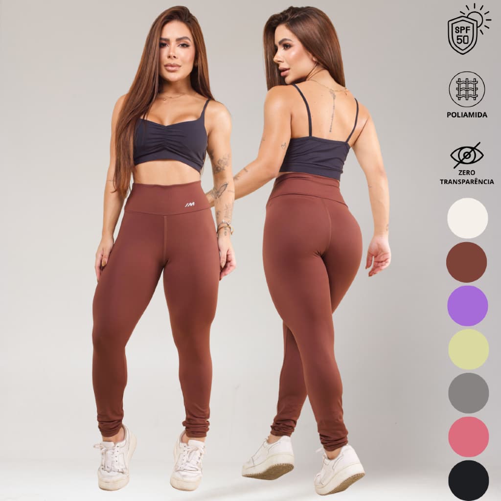 Calça Legging Feminina Poliamida Premium Blackout Zero Transparência Alta Costura Cós Alto Fitness