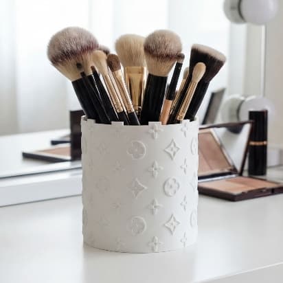 Organizador Porta Pincéis Maquiagem Monograma Luxo Penteadeira Decorativo Moderno Exclusivo