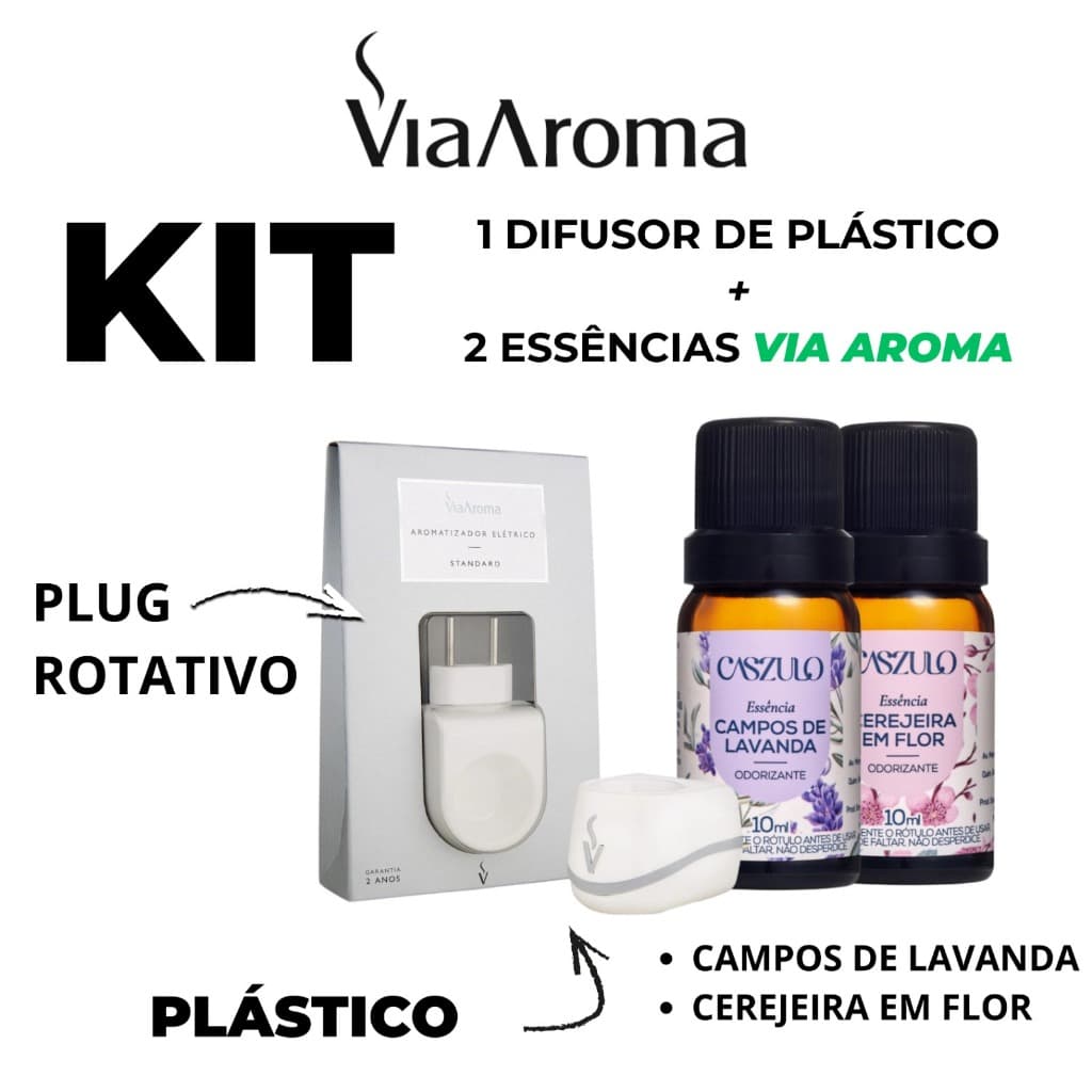 Aparelho Aromatizador Difusor de Ambiente Elétrico Standard Branco Via Aroma com 2 Essências