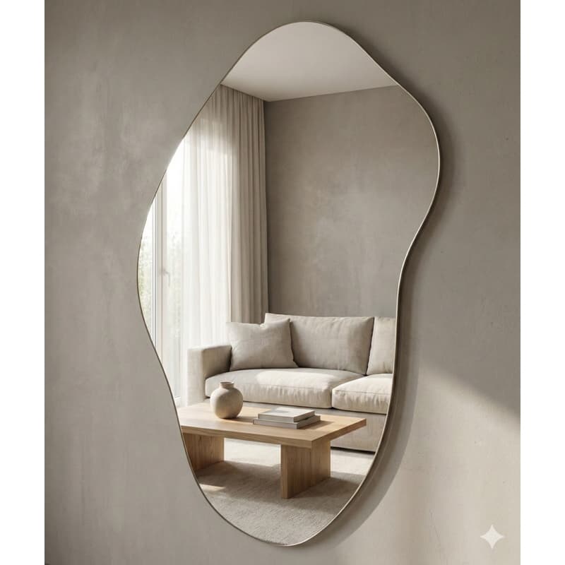 Espelho Pinterest 60X40 Orgânico Decorativo  Banheiro Parede Fácil Instalação Com Suporte ou Fita Dupla Face