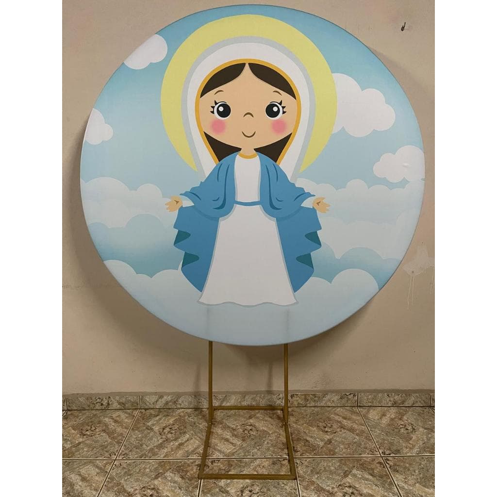 Capa para painel de Festa Redondo 1,50 mts Malha Sublimado Religioso Nossa Senhora das Graças