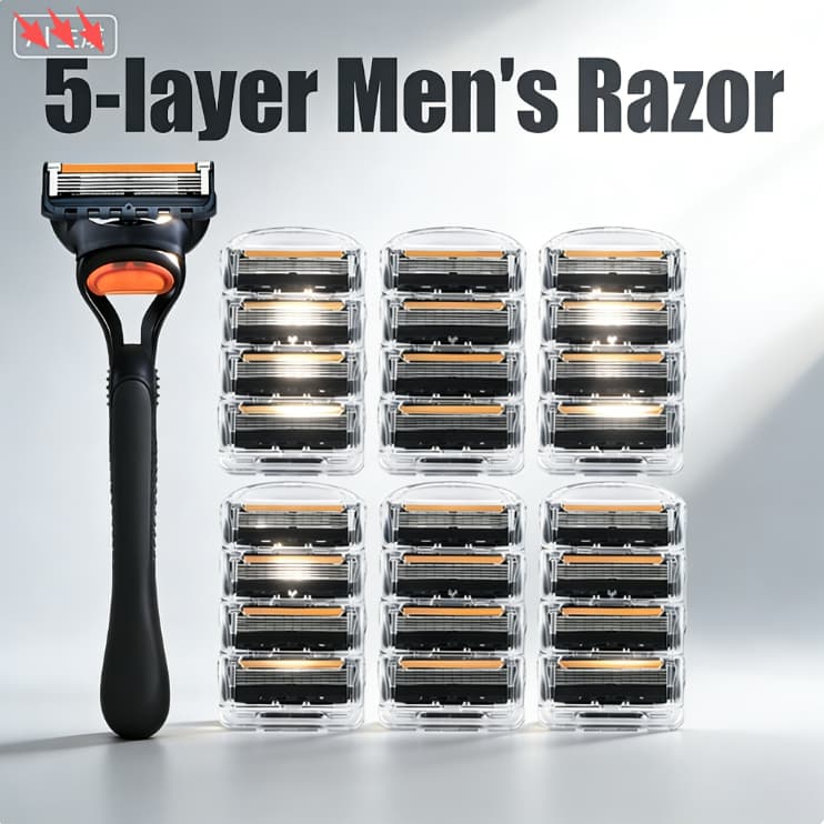 16Pcs Fusion 5 Lâminas De Barbear Para Homens Barbeador Manual， Cabo Universal