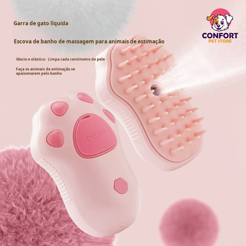 Escova Vapor Pet Elétrica 3 Em 1 cães e gatos ! Massagem, Tira Pelos O pente elétrico com spray remove fiapos soltos
