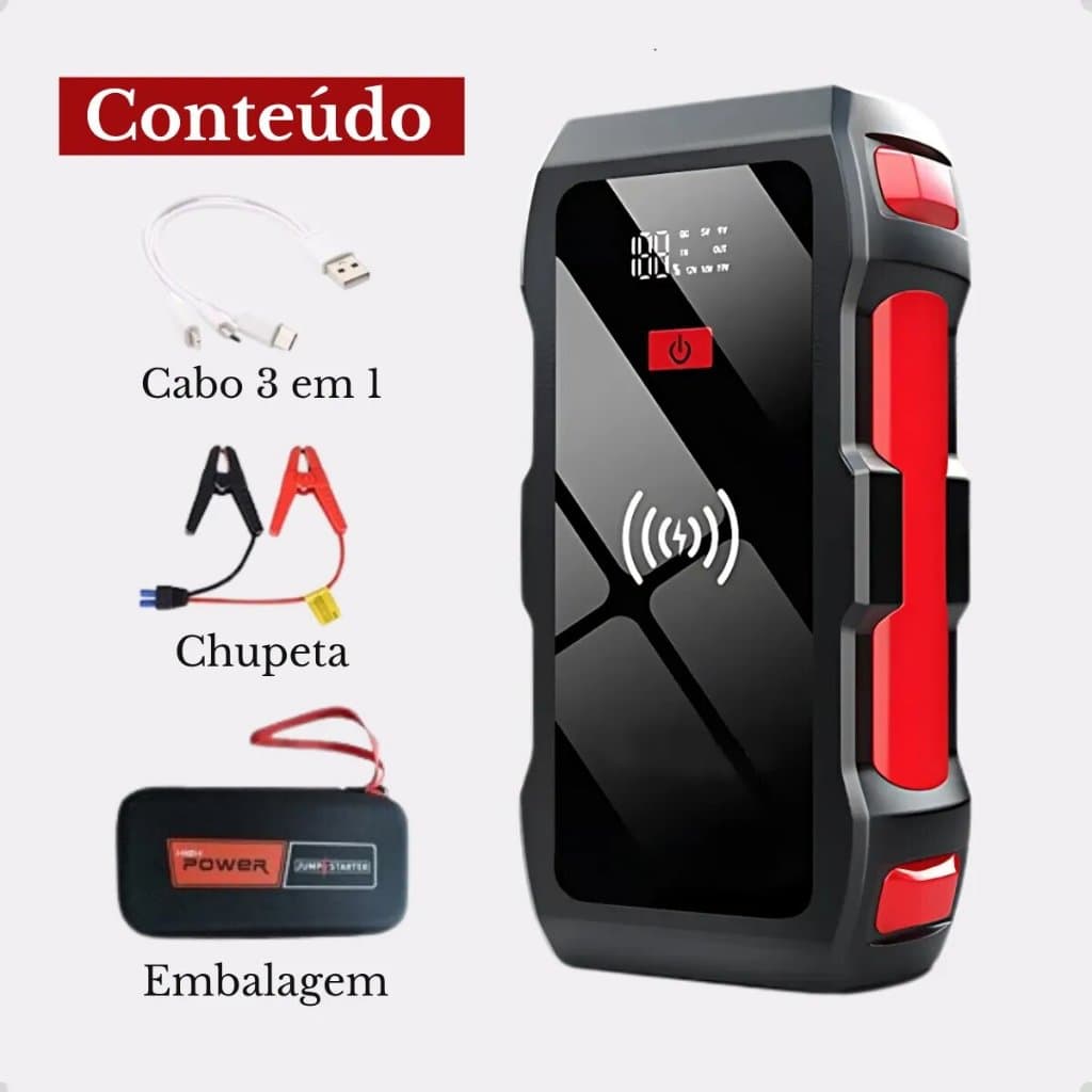Auxiliar Partida Carregador Bateria Chupeta 12v 12000mah Usb