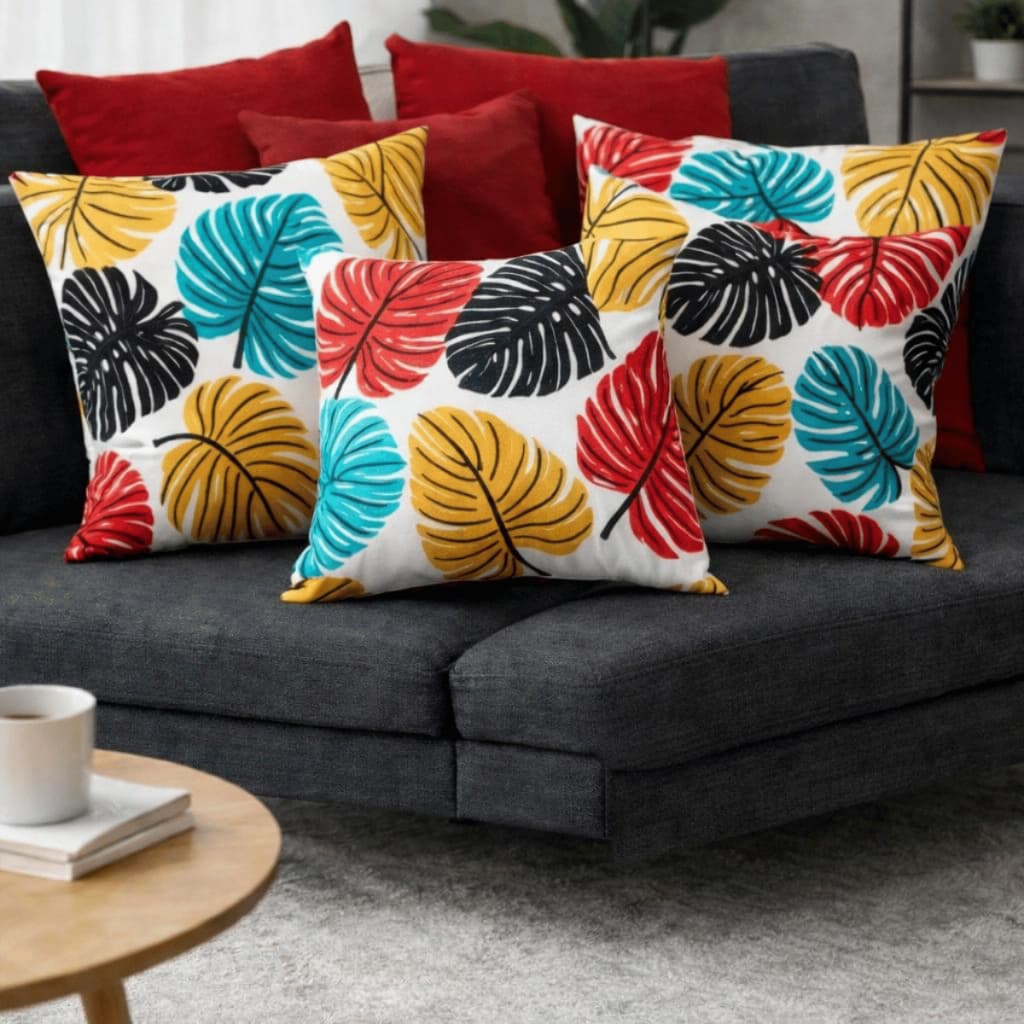 Kit Capa Almofadas Tecido Texturizado Estampado Costela Adão Coloridas Decoração Sala Sofá