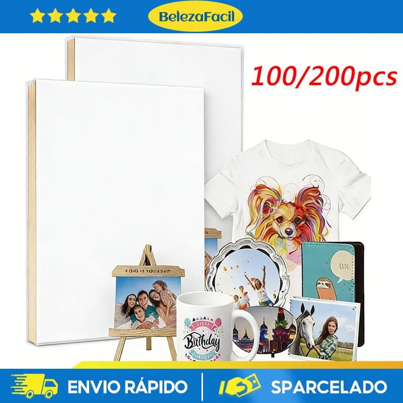 Papel de Transferência de Sublimação de Secagem Rápida 100gsm A4×100 /200 folhas Cor Branco Papel Sublimatico Transfer