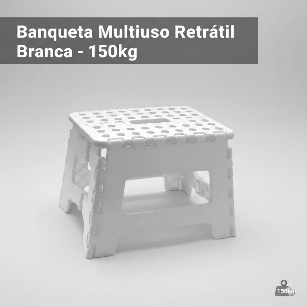 Banqueta Dobrável 150kg Banquinho Retrátil Multiuso Antiderrapante de Plástico Resistente Limpeza