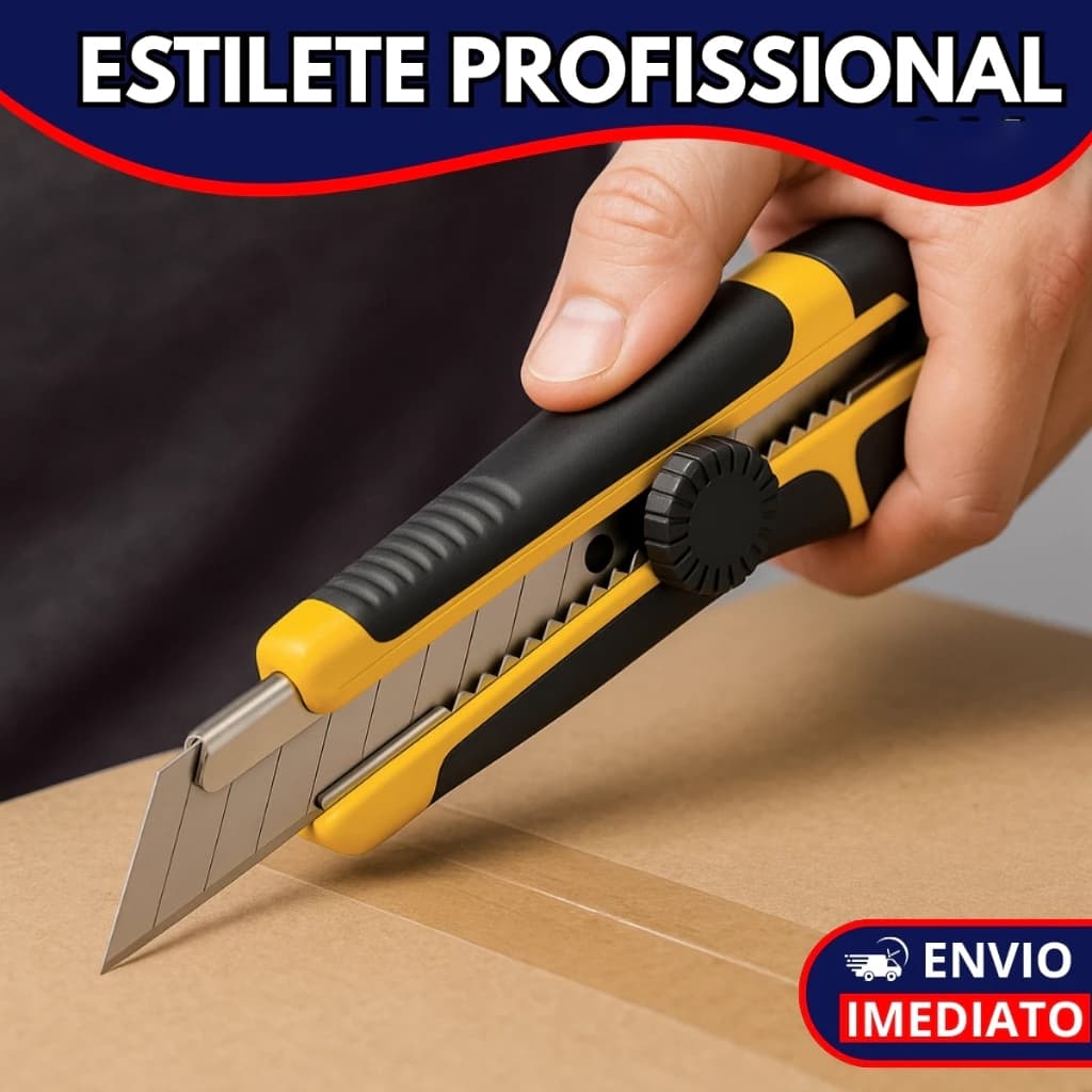Estilete Profissional Ergonômico Emborrachado com Trava de Segurança