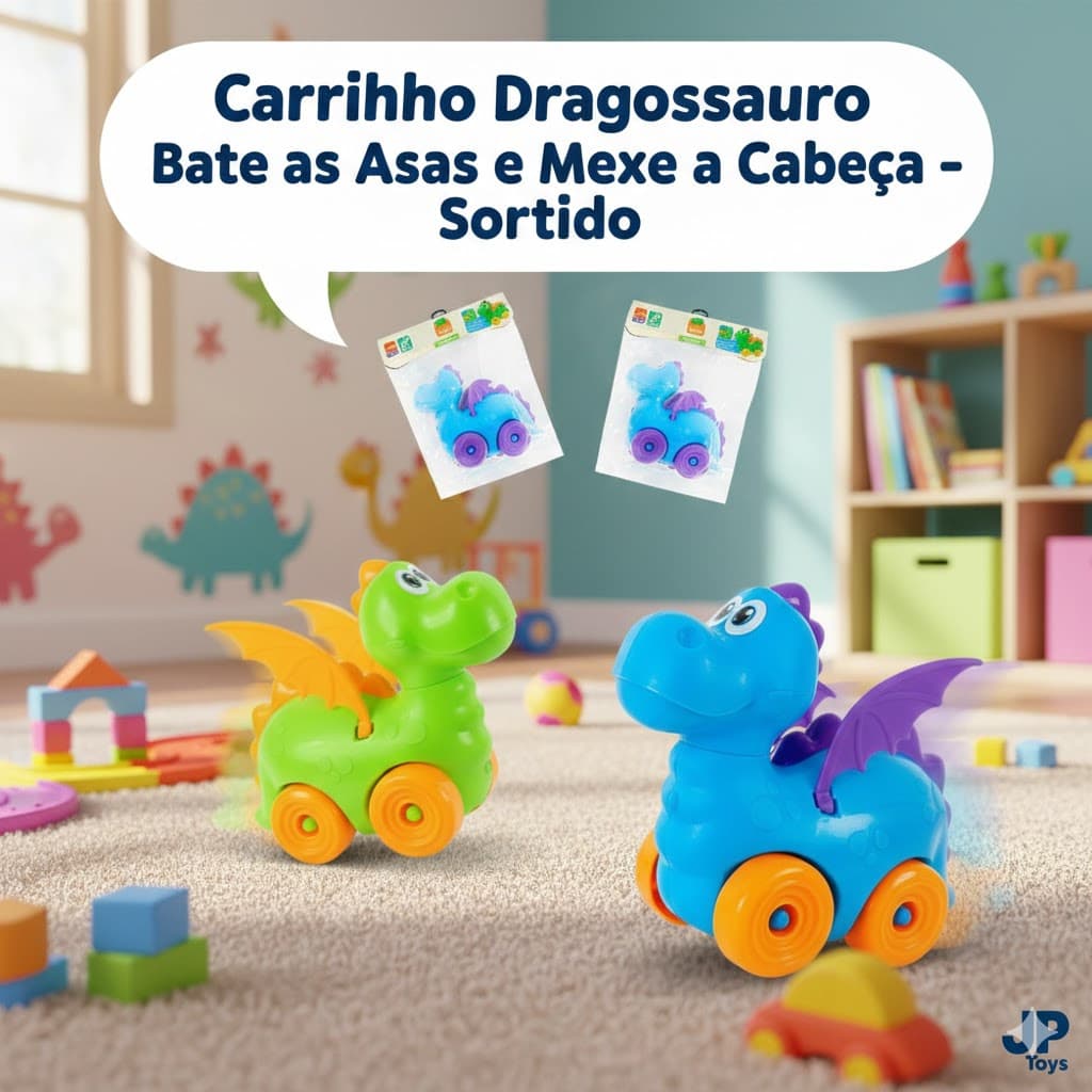 Carrinho Dragossauro Bate as Asas e Mexe a Cabeça- Sortido