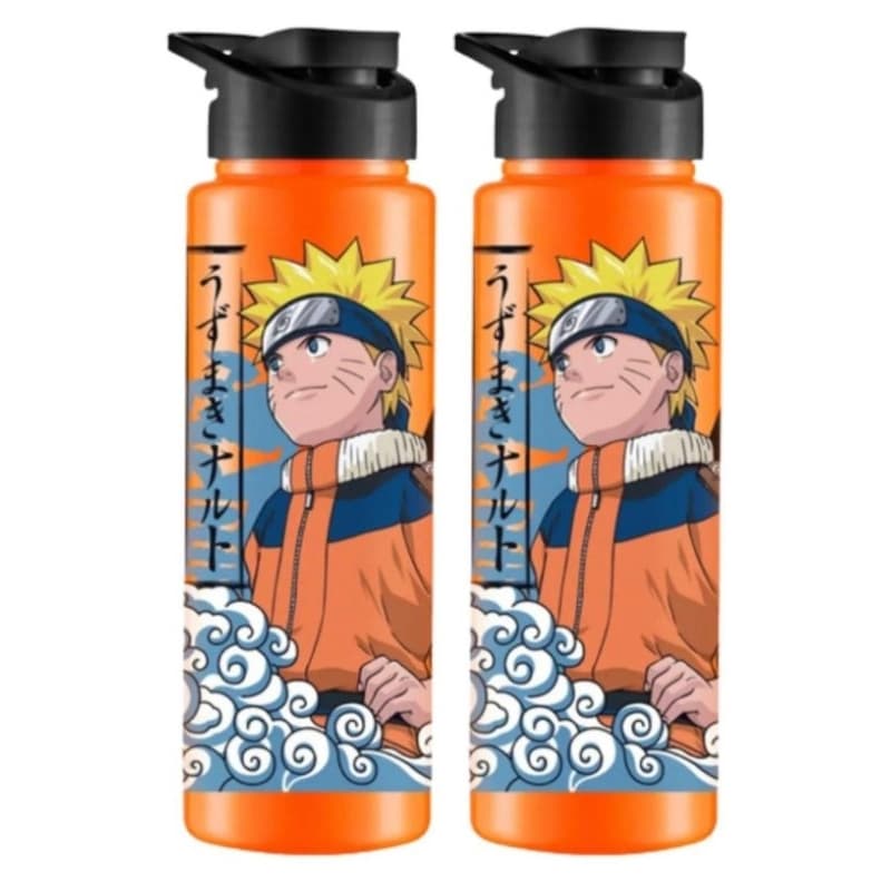 🟠🥤 Garrafa Squeeze Anime Ninja Laranja 750ml | Tampa Flip – Ideal para Escola e Academia
