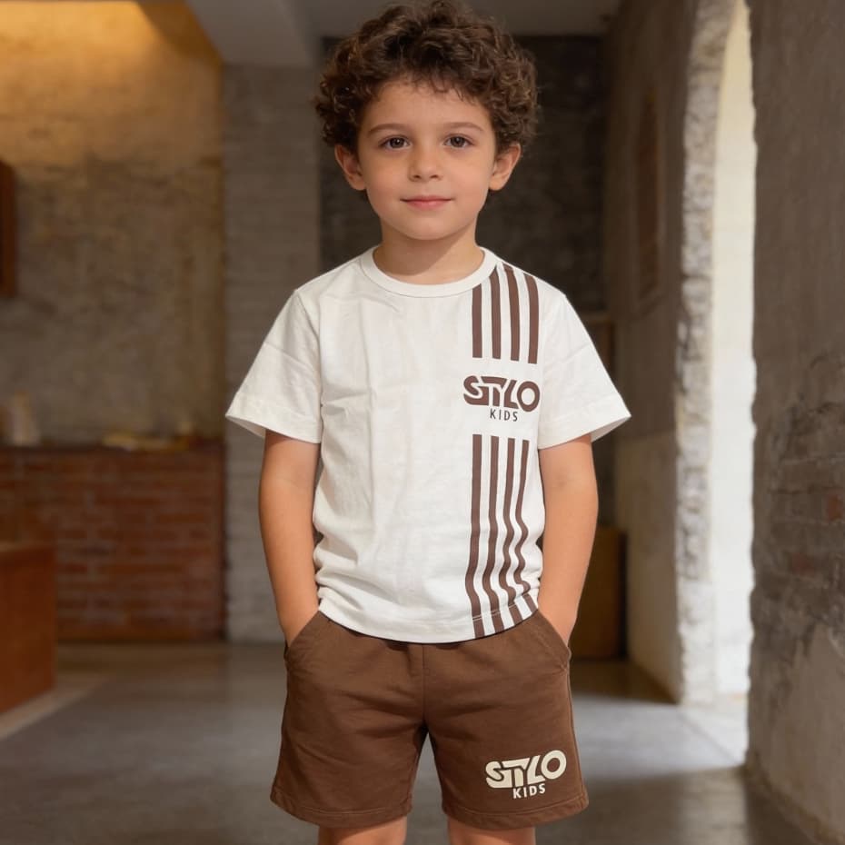 Promoção dia das crianças 2 peças Conjunto infantil criança de bloguerinho menino