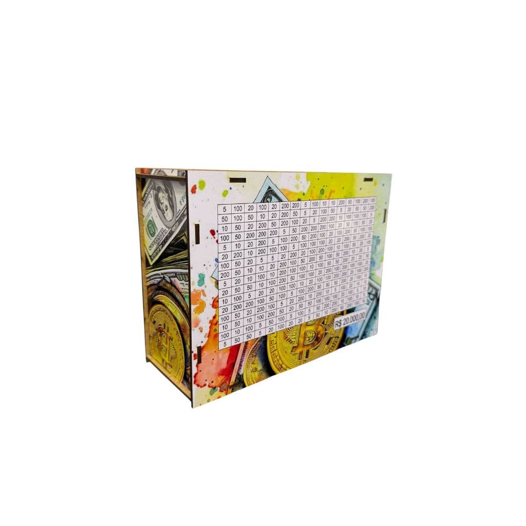 Cofre Desafio 20mil/10mil/5mil Caixa de Dinheiro MDF/Método Japonês/Poupança/Depósitos/Personalizada