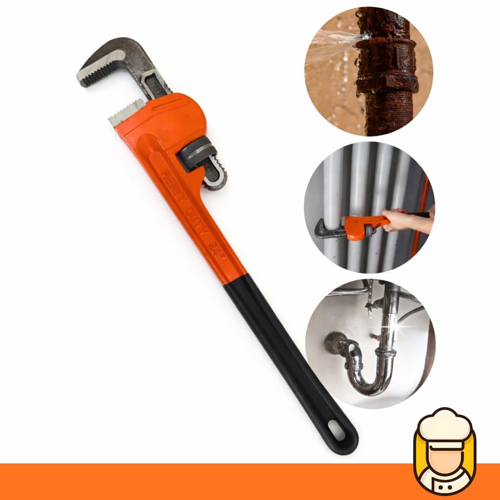 Chave Grifo Profissional OMNITOOL 18 e 24 Pol Aço Carbono Antiderrapante Tubos Pesados CHEF D
