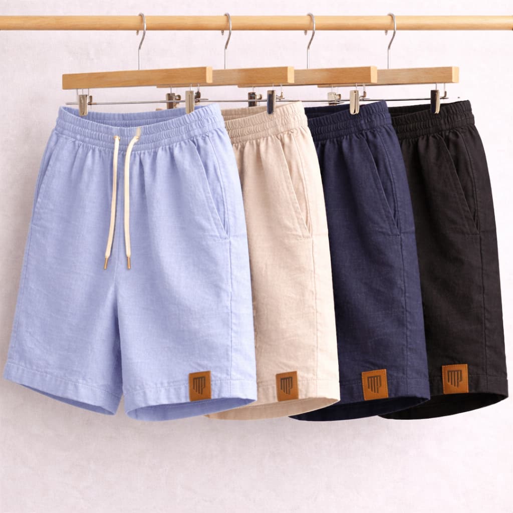 Shorts Masculinos em Linho Kit com 4 Peças Leves e Confortáveis para Uso Diário