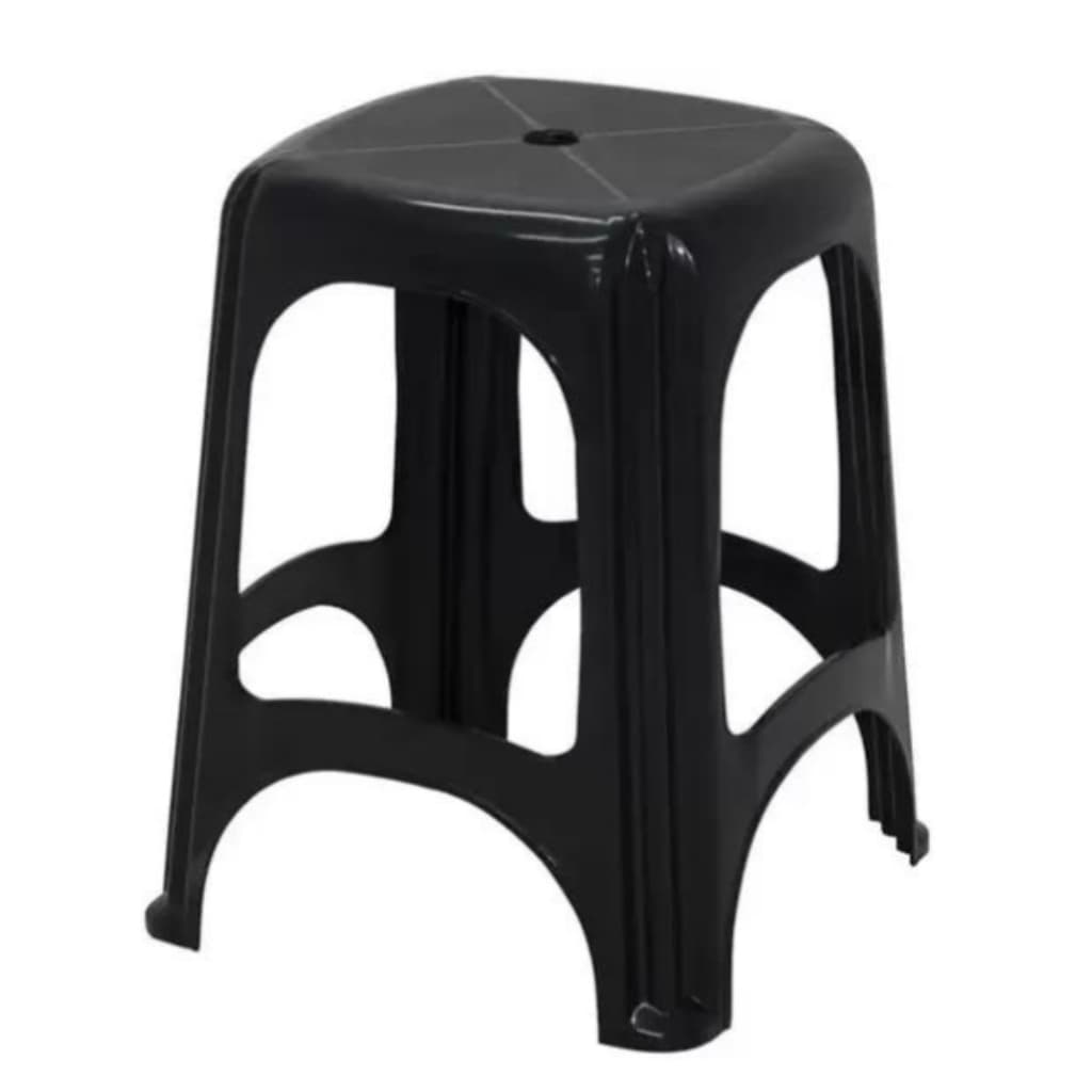 Banqueta Plástica Quadrado Modelo Niteroi Tramontina Preta Carga Máxima de 120kg Empilhável