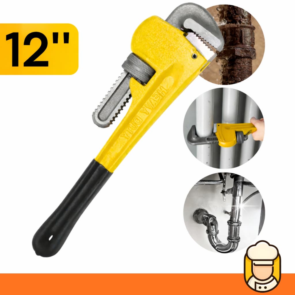 Chave Grifo 12 Polegadas Profissional Aço Forjado Cabo Antiderrapante Canos Torneira Encanador