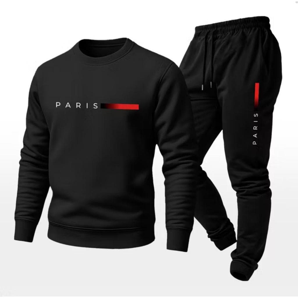 Conjunto Moletom Masculino Estiloso Gola Careca Calça Moletom Elegante Blusa de Frio Unissex