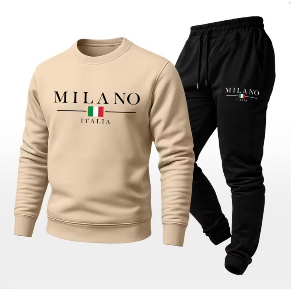 Conjunto Moletom Masculino Estiloso Grosso + Calça Moletom Casaco sem Capuz