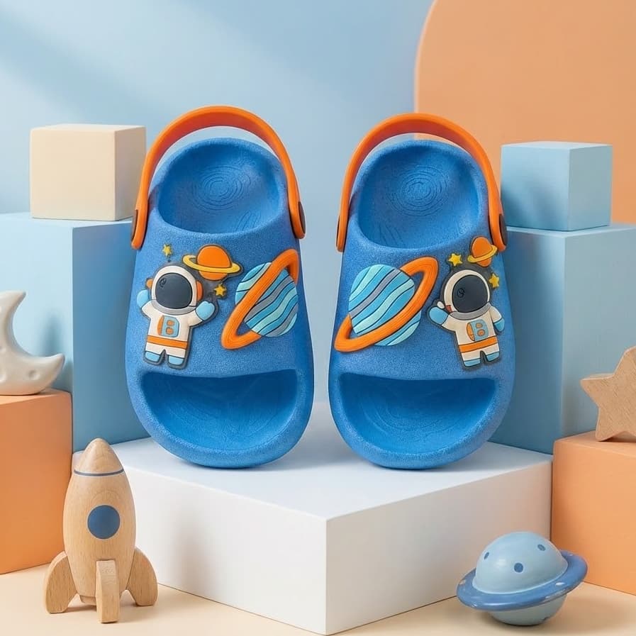 Chinelo Infantil Nuvem Menino Astronauta Animais Divertido Macio Confortável Dia Dia