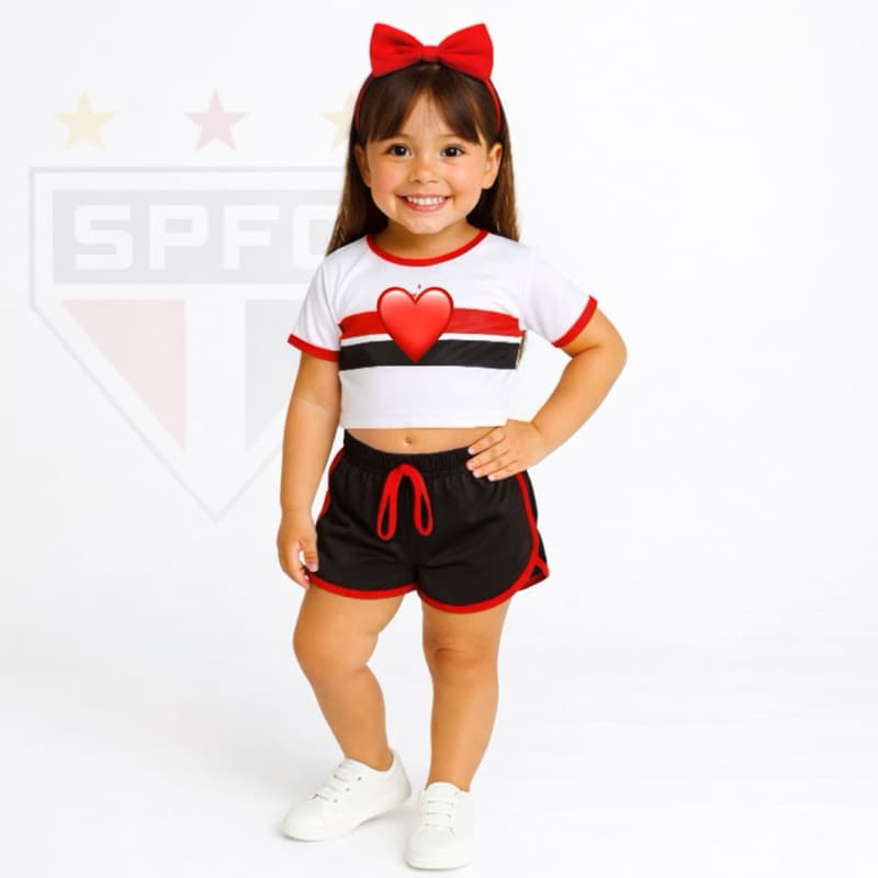 Conjunto Infantil Cropped e Short Estilo Esportivo | Confortável