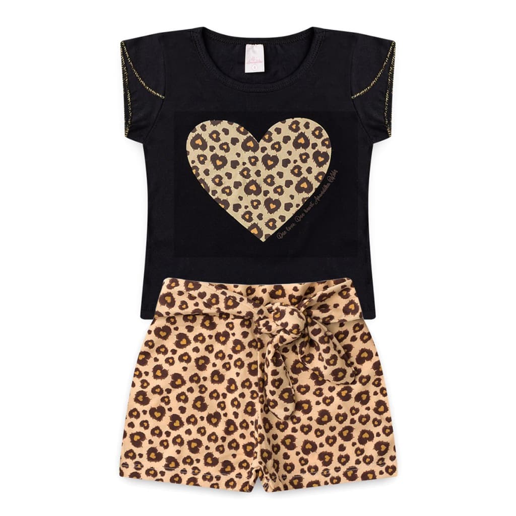 Conjunto Feminino Menina Verão Short de amarrar e Blusinha com Manga Transpassada Baby Look l19