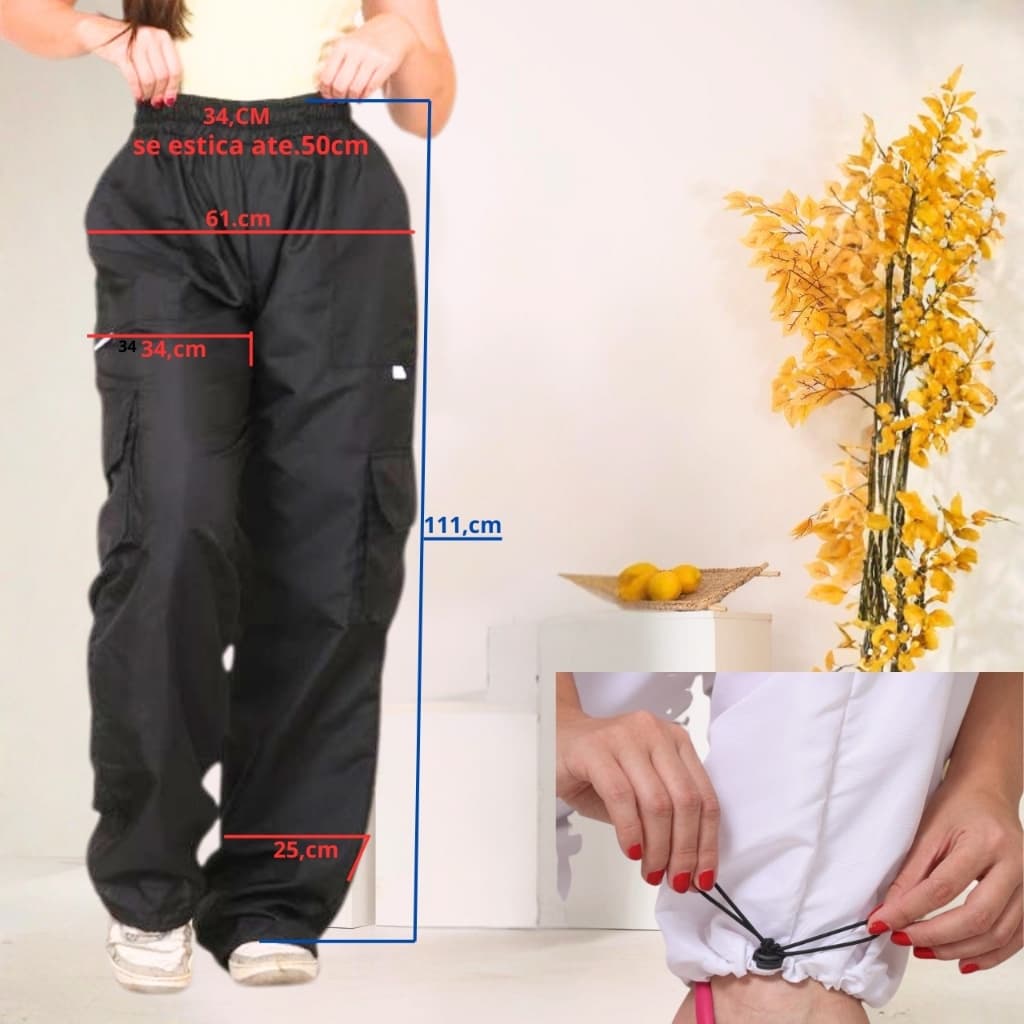 calça,baggy Cargo Puro, preta Urbana moda 2026