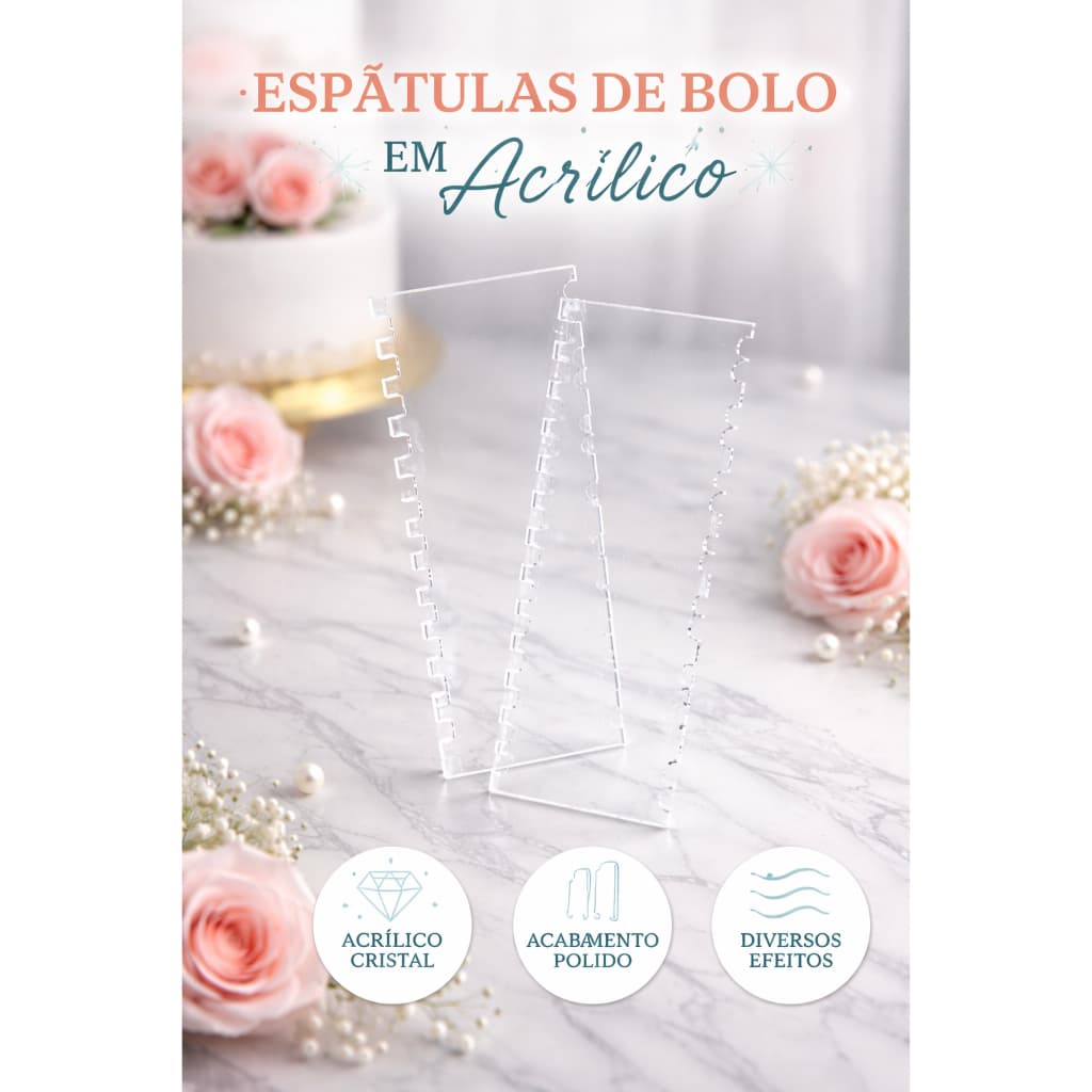 Kit 7 Espátulas de Bolo em Acrílico