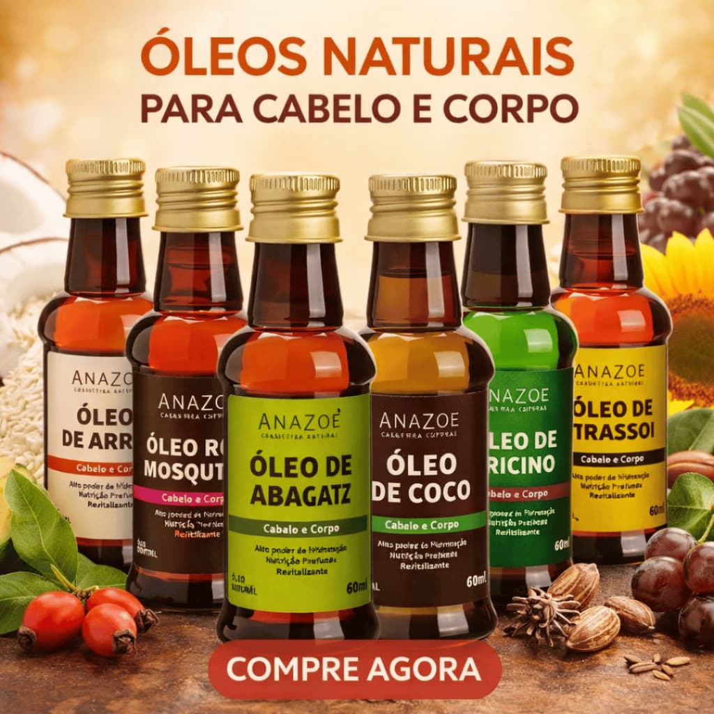 Óleo Capilar Corpo Rosto Vegetal 100% Anazoe Argan Abacate Uva Arroz Girassol 60ml Kit Óleo de Coco