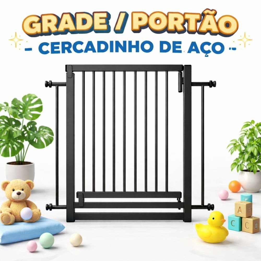 Portão Grade para Pet e Bebê 70cm | Aço Resistente, Seguro, Ideal para Cães, Gatos e Crianças