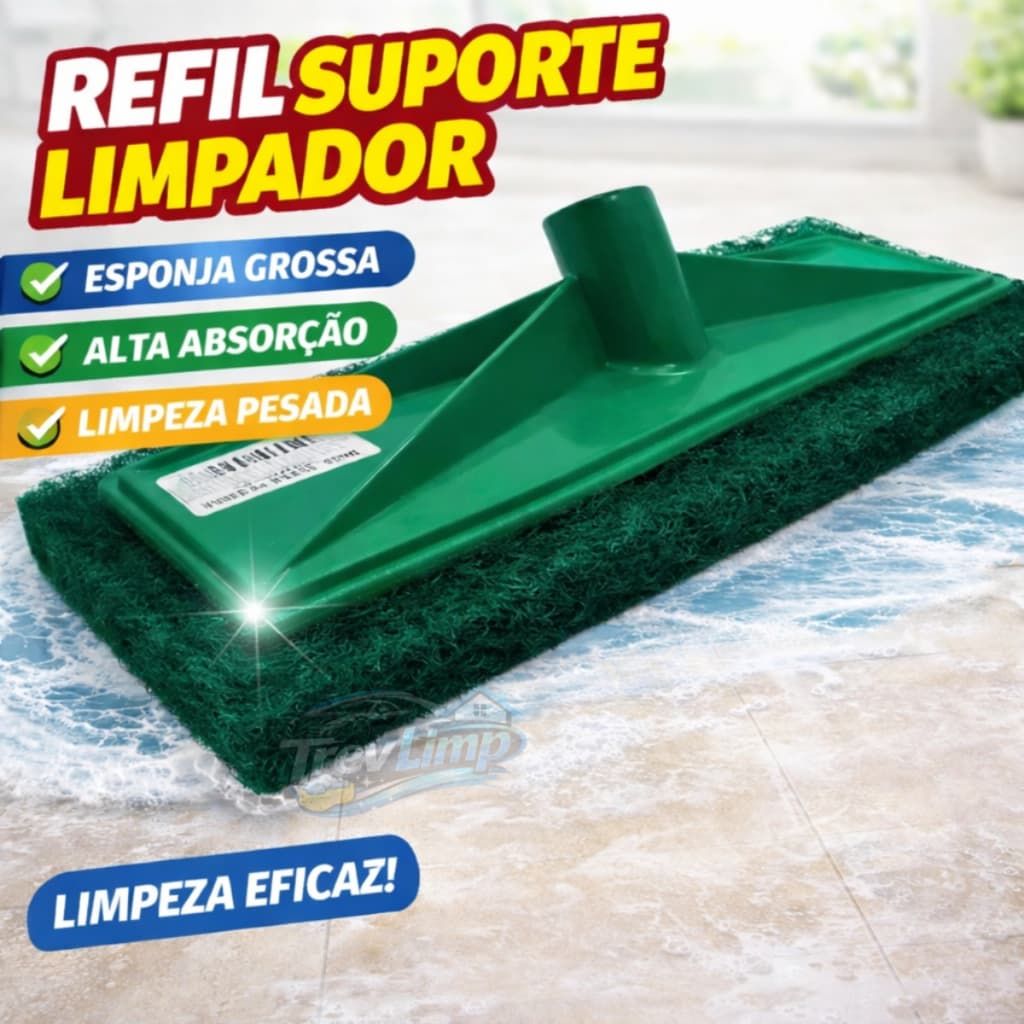 Refil Fibra Verde Suporte/LImpador - Limpeza Pesada Azulejo e Chão