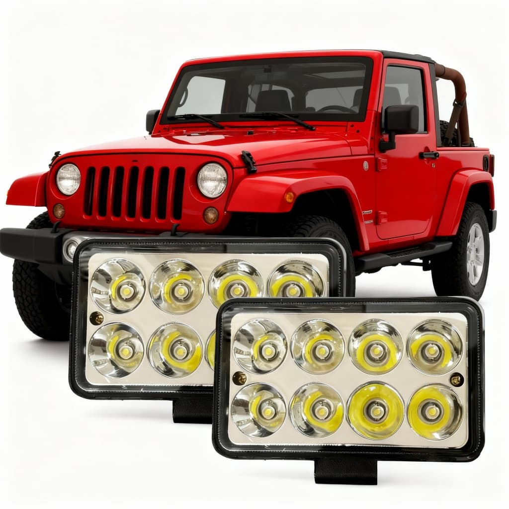Kit 2 Farol De Milha Retangular 8 Leds 24w Função Alto/Baixo Universal 12/24v