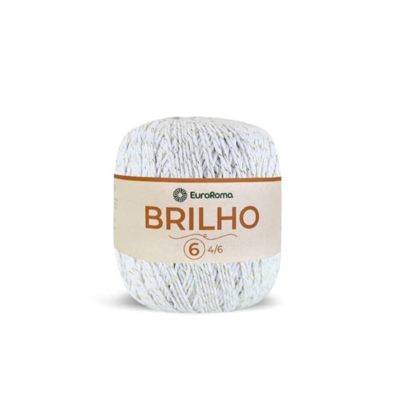 Barbante euroroma brilho dourado n°6 cor 200 branco ouro