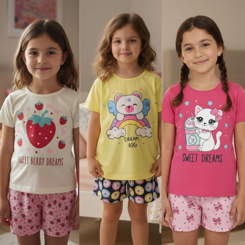 Kit 3 Pijamas Infantil Menino Sortidos de  Verão ou 6 peças Promoção Atacado
