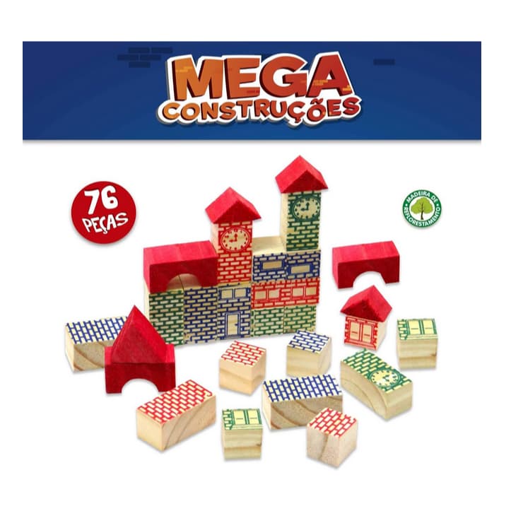 Mega Construções 76 Peças Pais e Filhos Brinquedo Educativo Criança Infantil Blocos Montar