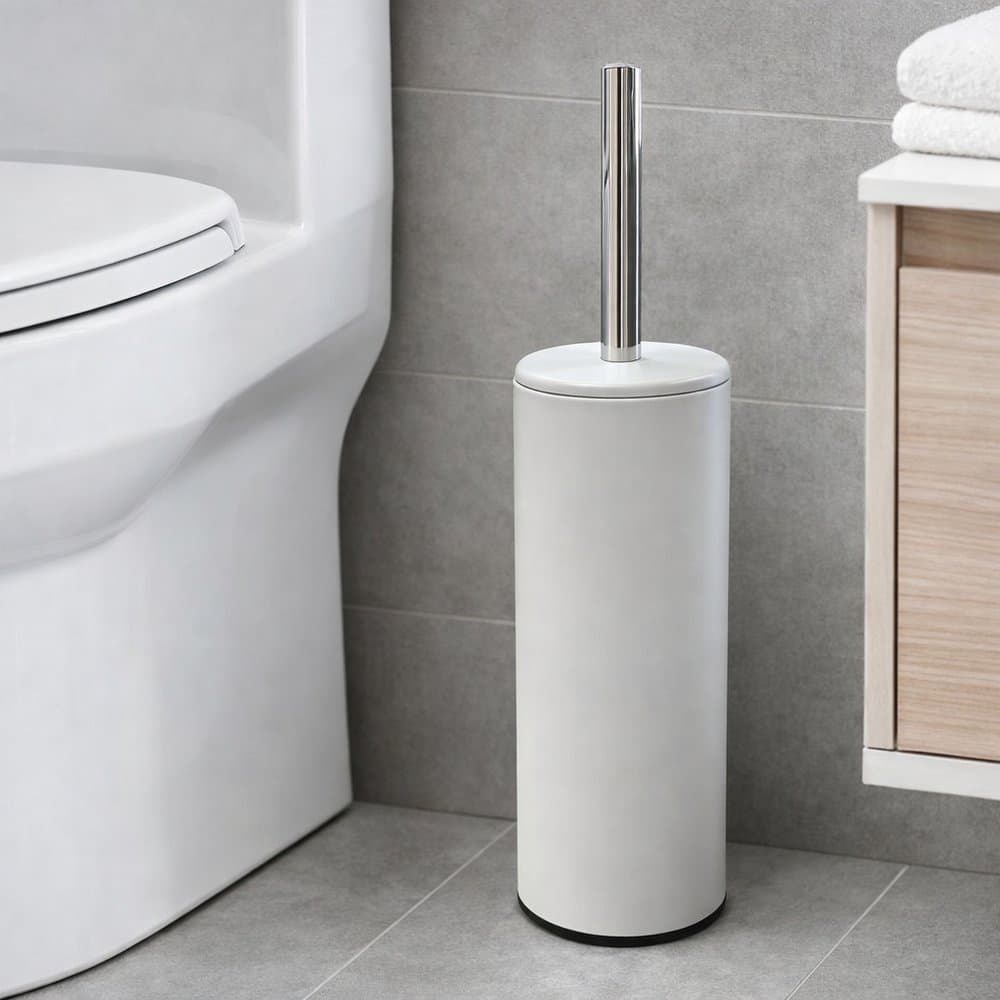 Kit 3 Escova Sanitária com Suporte Branca Matte | Escova para Vaso Sanitário Moderna