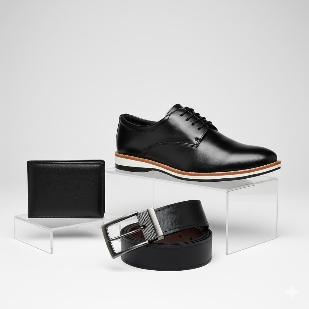 Kit Sapato Casual Masculino Oxford Preto Marrom Cinto Carteira Esporte Fino Padrinho Trabalho Festa