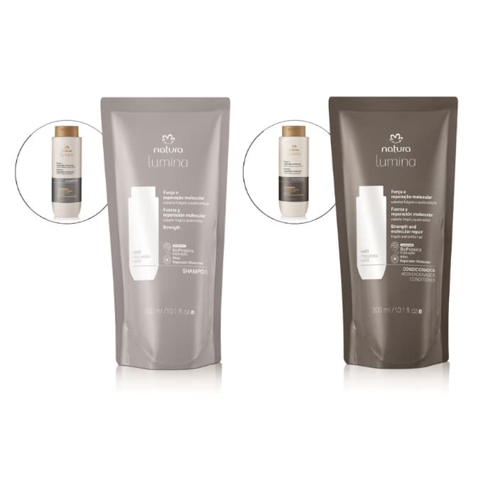 Kit Refis Shampoo e Condicionador Lumina Força e Reparação Molecular Natura