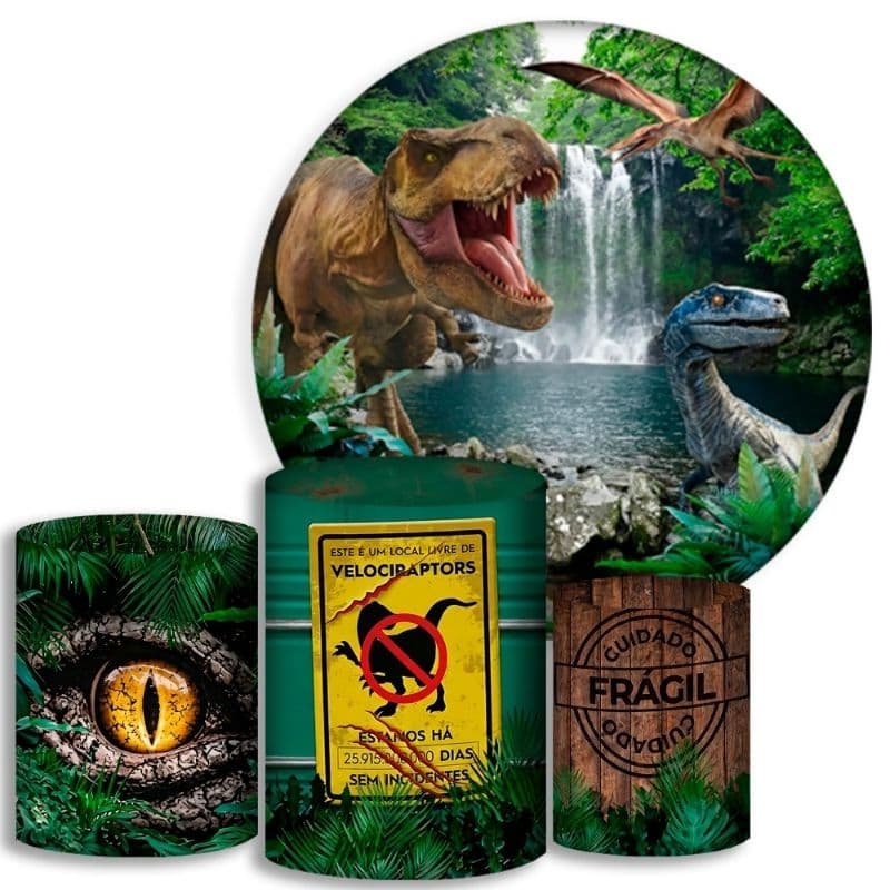 Capas Para Cilindros + Painel - Dinossauro - Kit Decoração Festa / Pegue e Monte