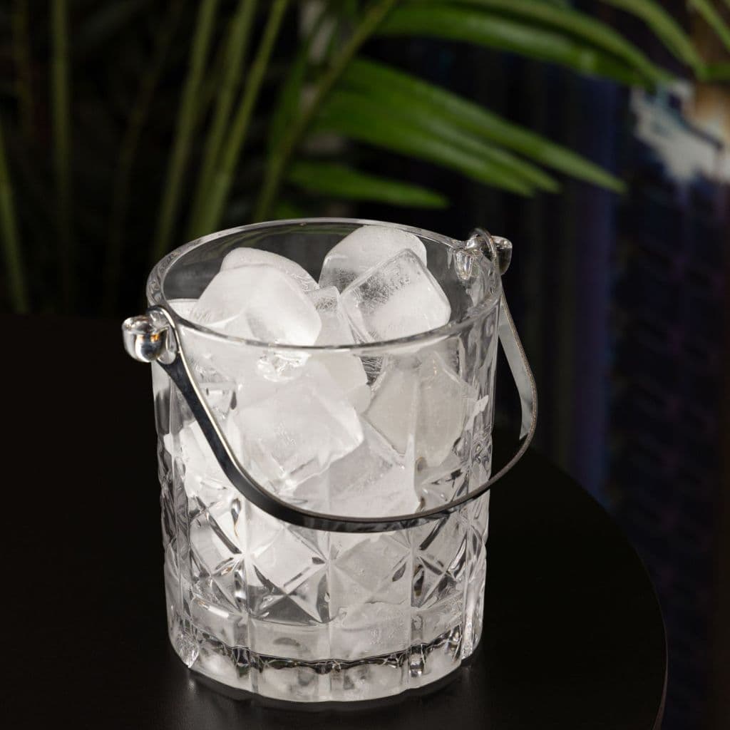 Balde De Gelo Para Drinks De Vidro Com Pegador e Alça Inox 1L 15cm