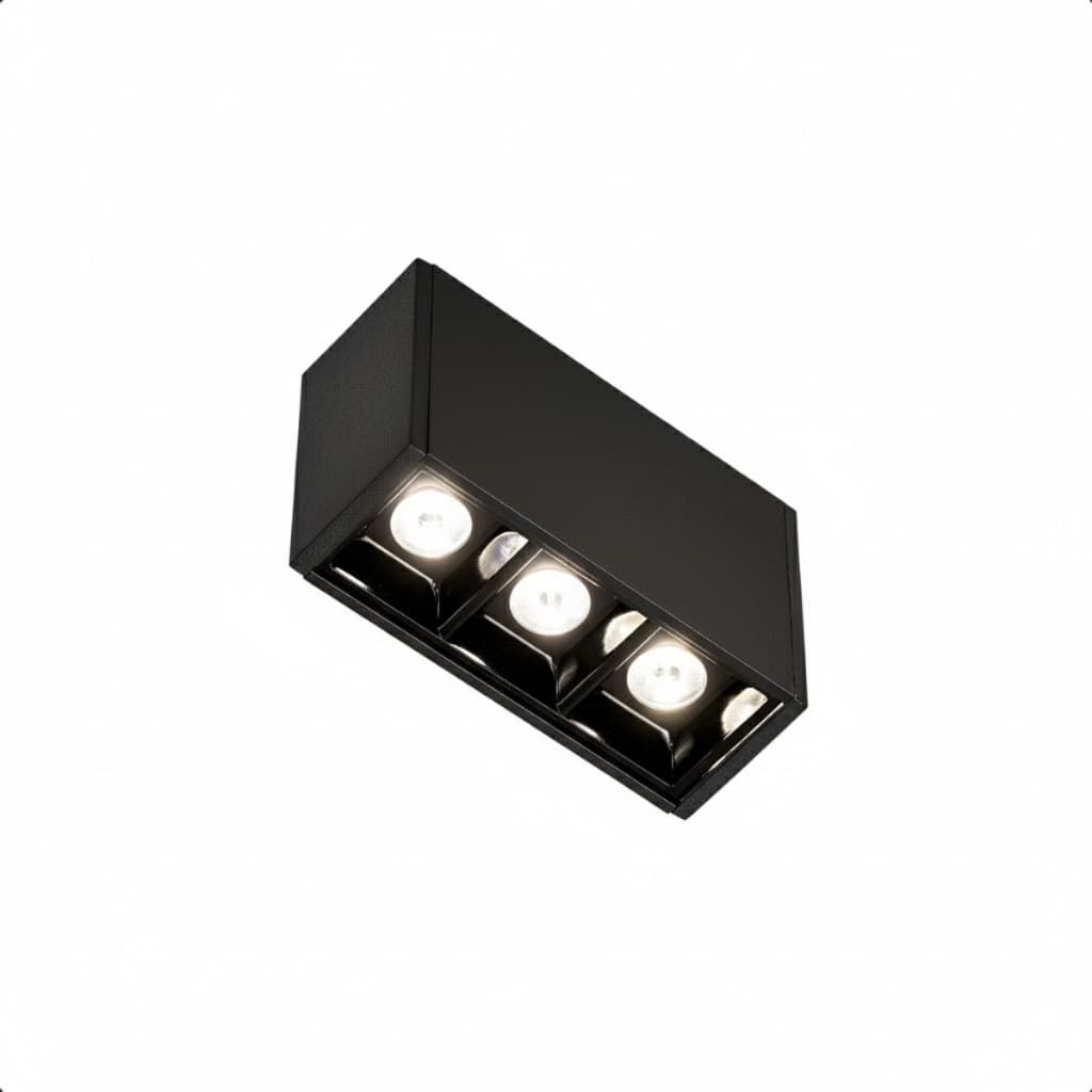 Kit 5 Spot de Sobrepor Focco Led 6W 2700k Branco Quente Quadrado Recuado Cor Preto